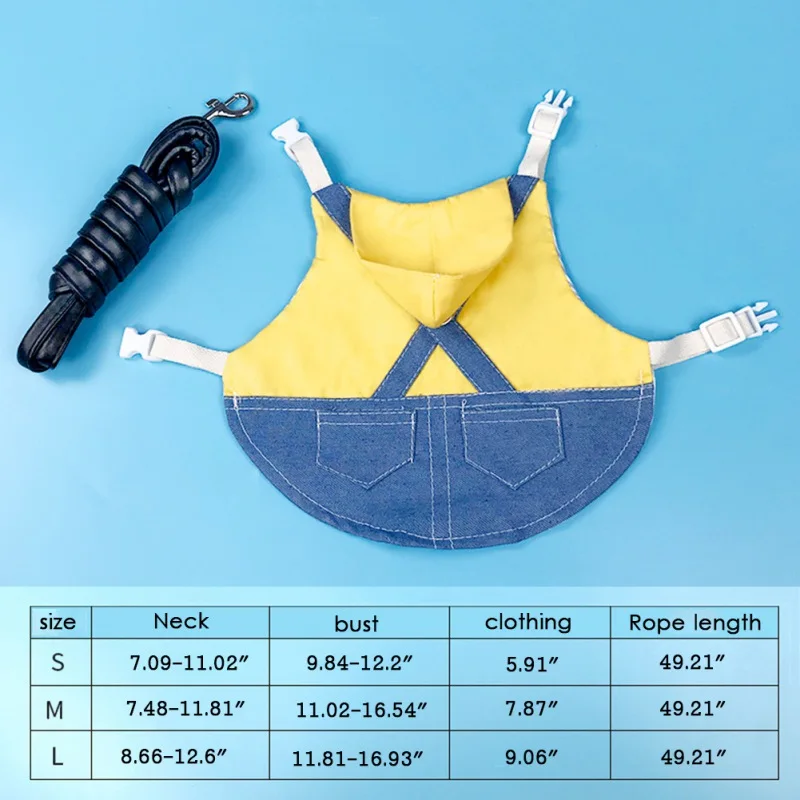 Rabbit Clothes Denim Jacket Coat Pet Small Animal Harness Leash Vest  Hat Set  Ferret Bunny Hamster Small Pet Supplies