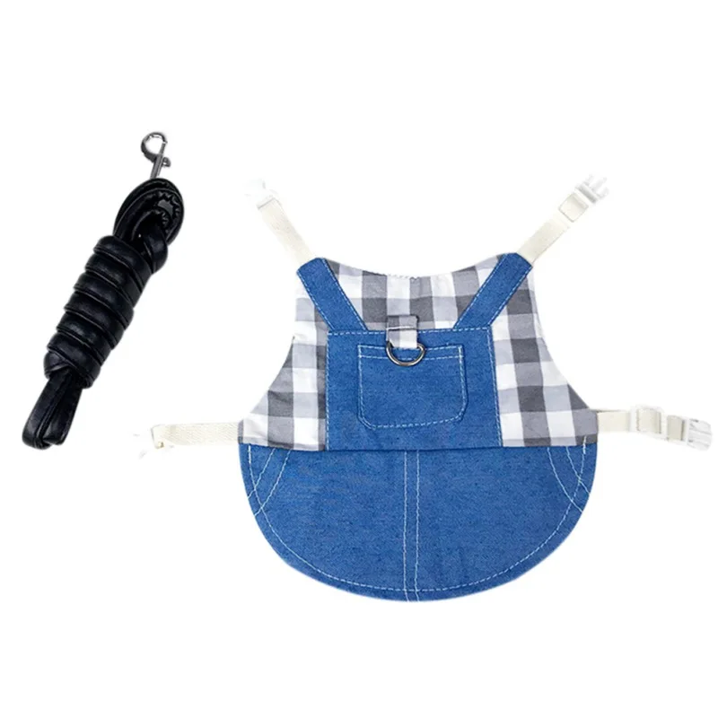 Rabbit Clothes Denim Jacket Coat Pet Small Animal Harness Leash Vest  Hat Set  Ferret Bunny Hamster Small Pet Supplies