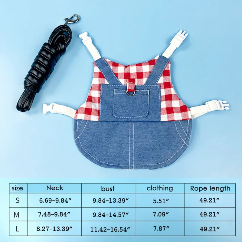 Rabbit Clothes Denim Jacket Coat Pet Small Animal Harness Leash Vest  Hat Set  Ferret Bunny Hamster Small Pet Supplies