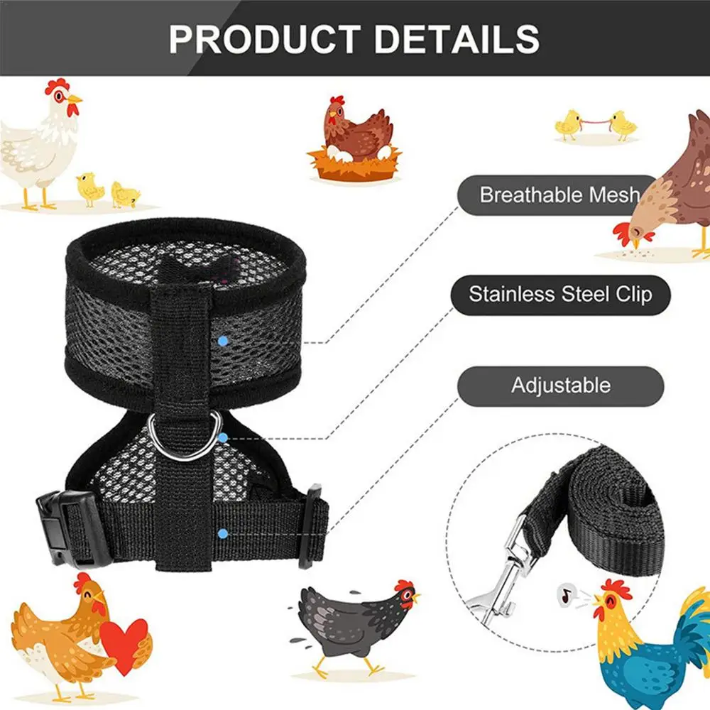 Pet Mesh Soft Harness With Leash Small Animal Vest Lead For Chicken Adjustable Rope With Leash And Matching Belt Hen Pet Vest