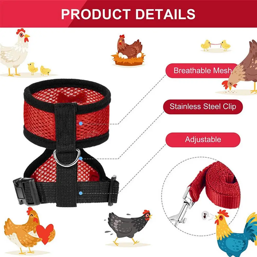 Pet Mesh Soft Harness With Leash Small Animal Vest Lead For Chicken Adjustable Rope With Leash And Matching Belt Hen Pet Vest