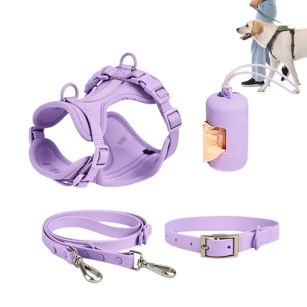 Dog Harness Set For Small Dogs No Pull For Medium Dogs Vest Harness With Lead Safety Collar Adjustable With Poop Bag Holder