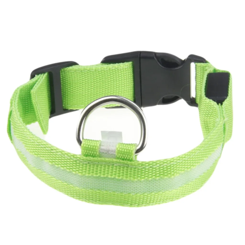 Nylon Led Night Safety Flashing Glow In The Dark Dog Leash Dogs Luminous Fluorescent Pet Dog Collar Ожерелье для животных