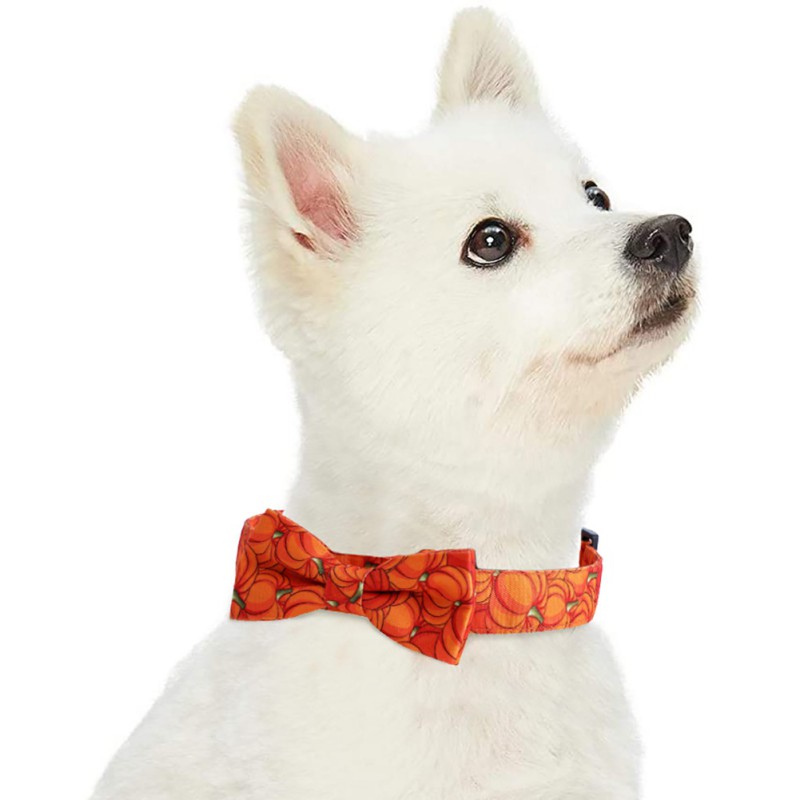 Halloween Cat Dog Collar Adjustable Safety Pet Pumpkin Printed Collar With Cute Breakaway Bow Tie And Bell For Kitten Puppy