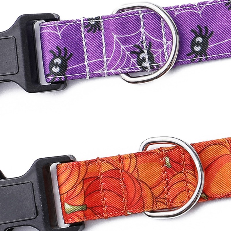 Halloween Cat Dog Collar Adjustable Safety Pet Pumpkin Printed Collar With Cute Breakaway Bow Tie And Bell For Kitten Puppy