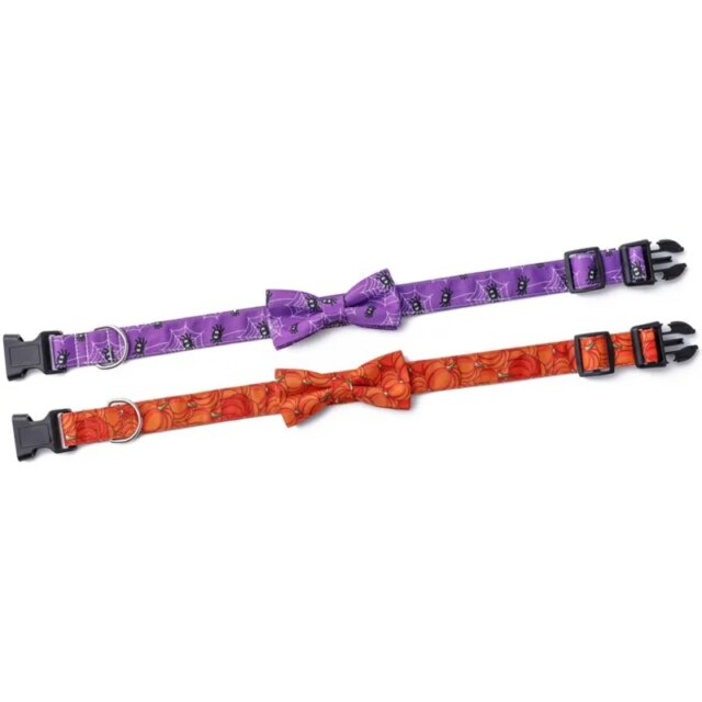 Halloween Cat Dog Collar Adjustable Safety Pet Pumpkin Printed Collar With Cute Breakaway Bow Tie And Bell For Kitten Puppy - Image 3