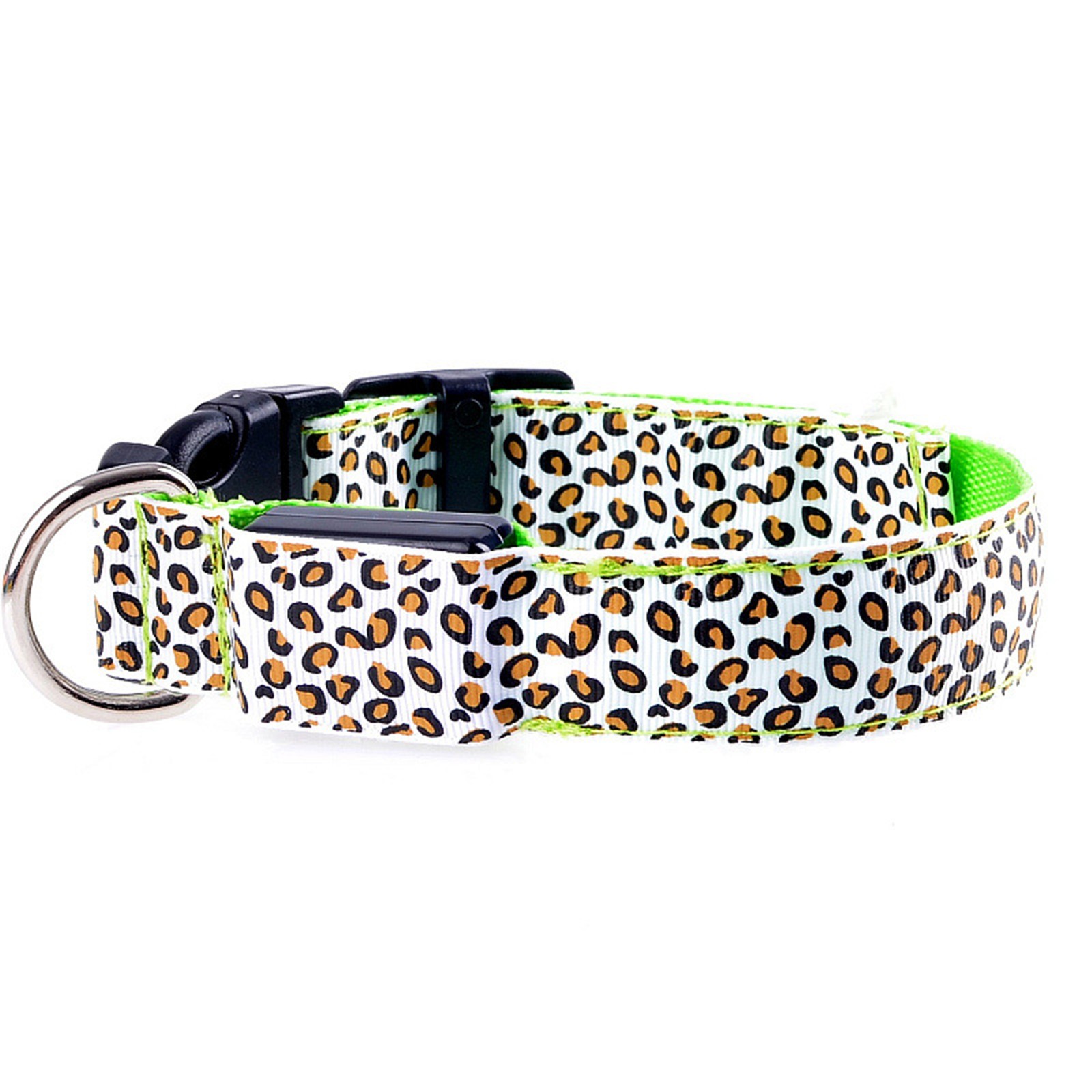 Led Luminous Pet Dog Collar Leopard Glowing Flash Puppy Collar For Night Safety Light-up Adjustable Necklace For Small Dogs