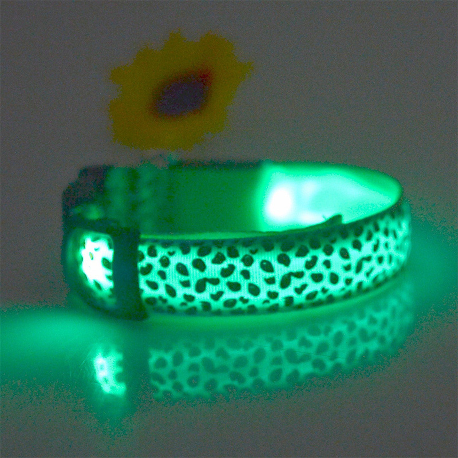 Led Luminous Pet Dog Collar Leopard Glowing Flash Puppy Collar For Night Safety Light-up Adjustable Necklace For Small Dogs