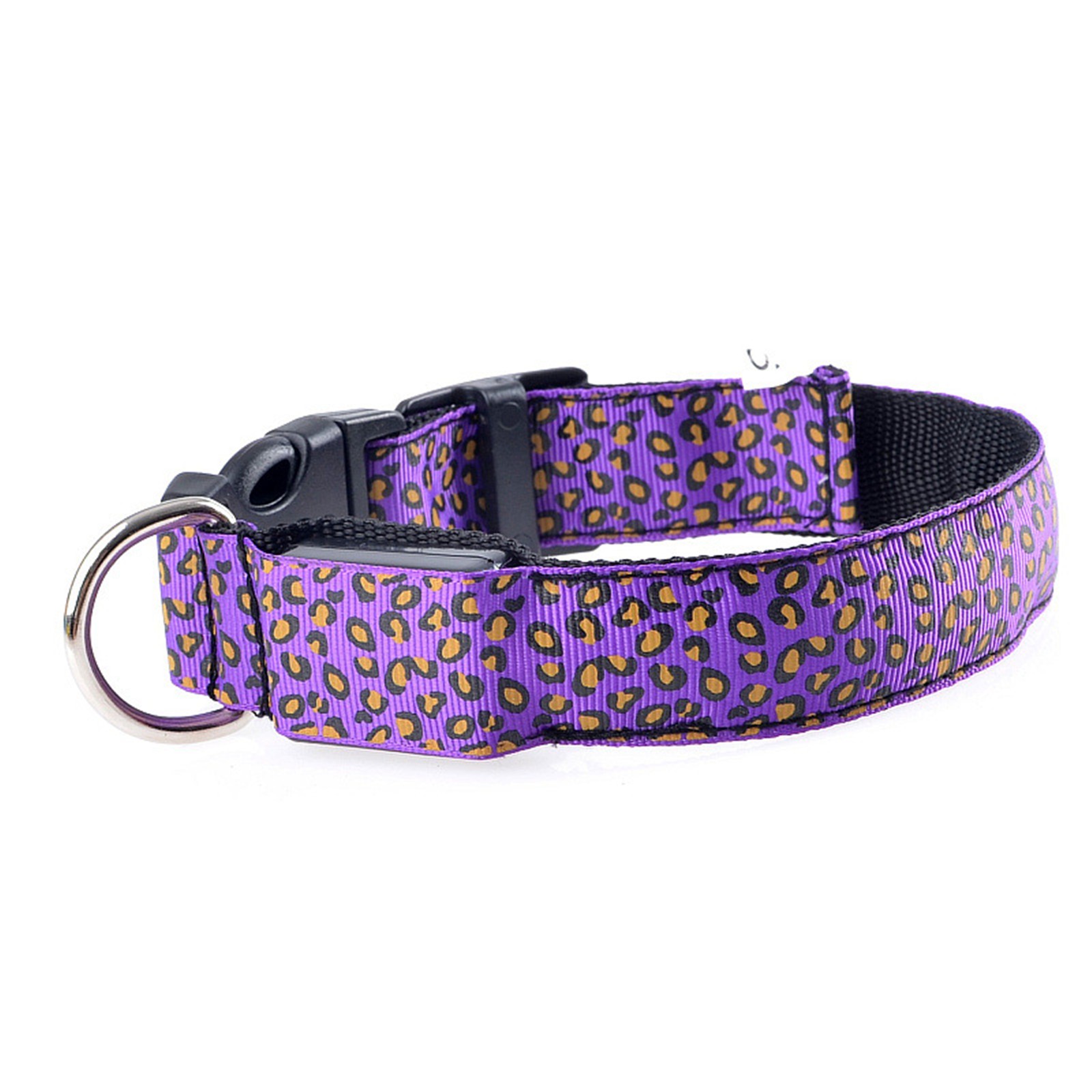 Led Luminous Pet Dog Collar Leopard Glowing Flash Puppy Collar For Night Safety Light-up Adjustable Necklace For Small Dogs