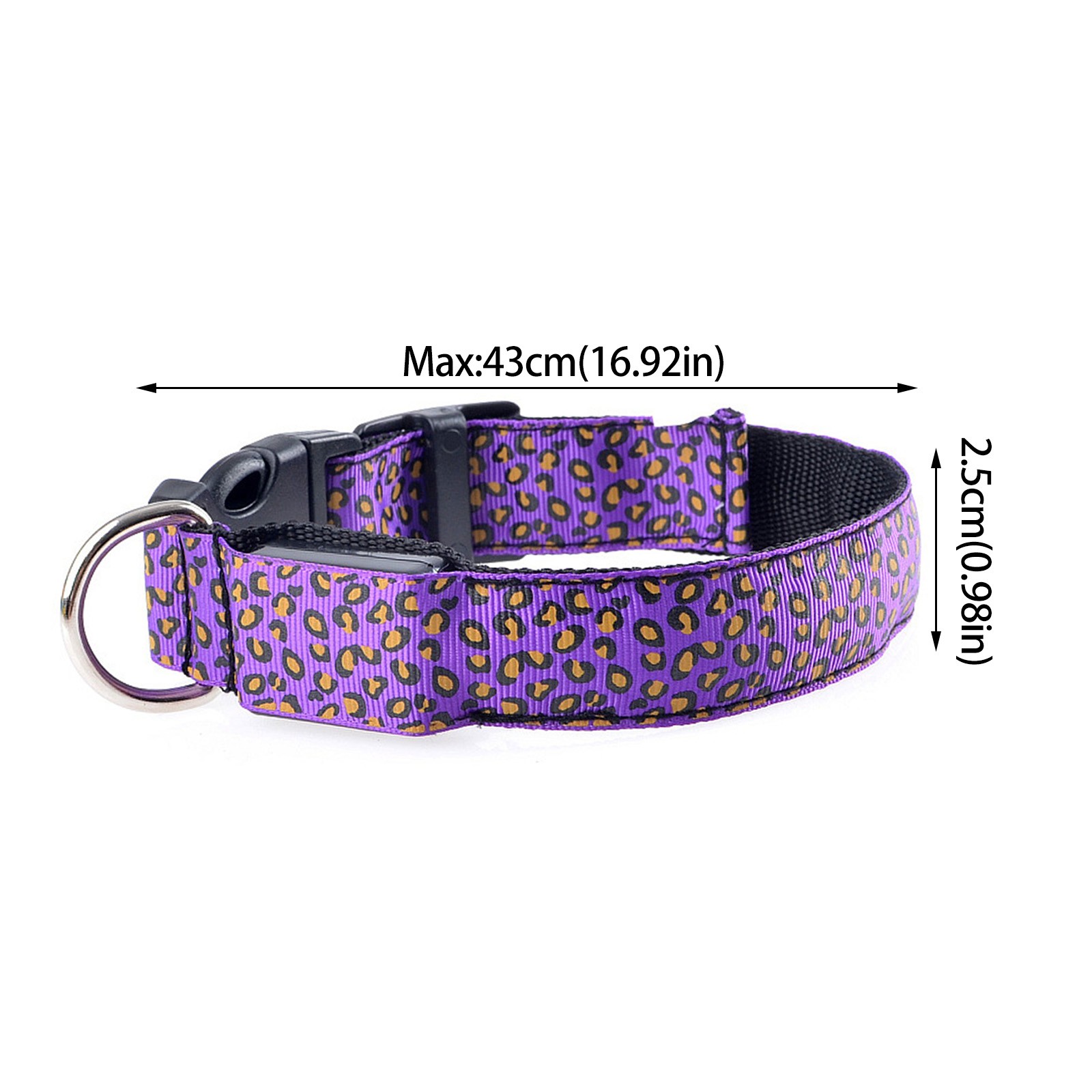 Led Luminous Pet Dog Collar Leopard Glowing Flash Puppy Collar For Night Safety Light-up Adjustable Necklace For Small Dogs