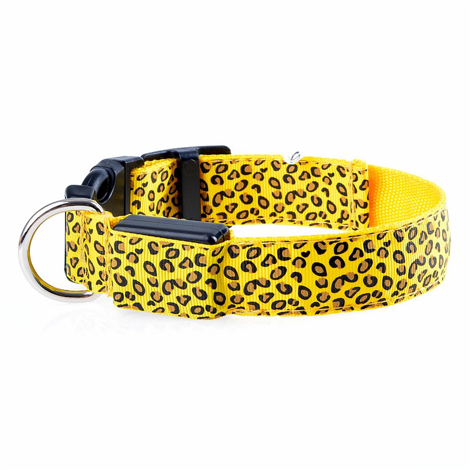 Led Luminous Pet Dog Collar Leopard Glowing Flash Puppy Collar For Night Safety Light-up Adjustable Necklace For Small Dogs