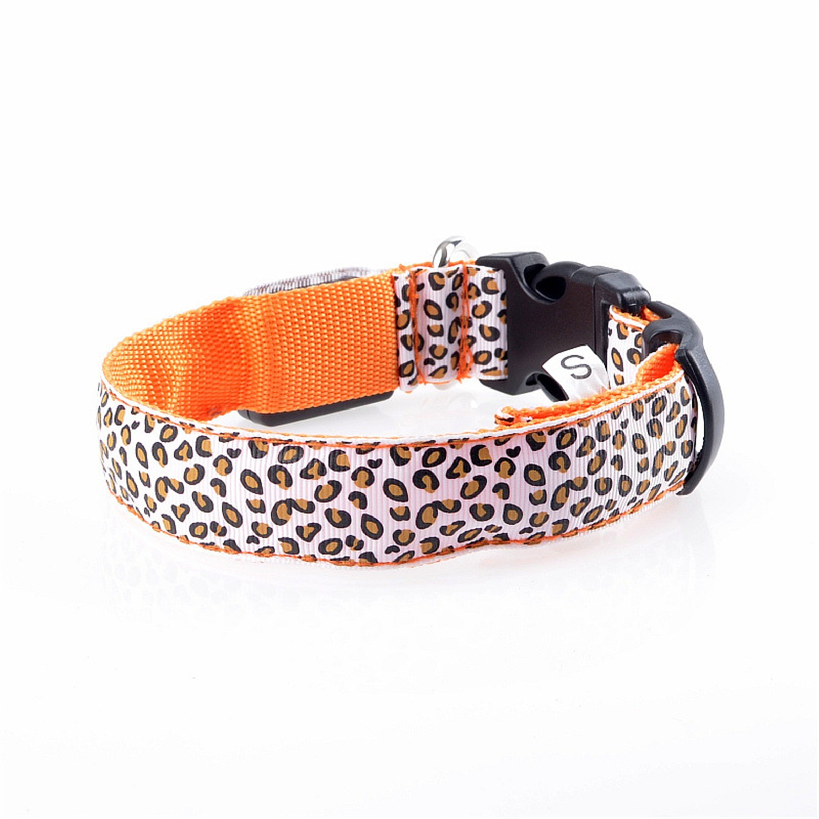 Led Luminous Pet Dog Collar Leopard Glowing Flash Puppy Collar For Night Safety Light-up Adjustable Necklace For Small Dogs