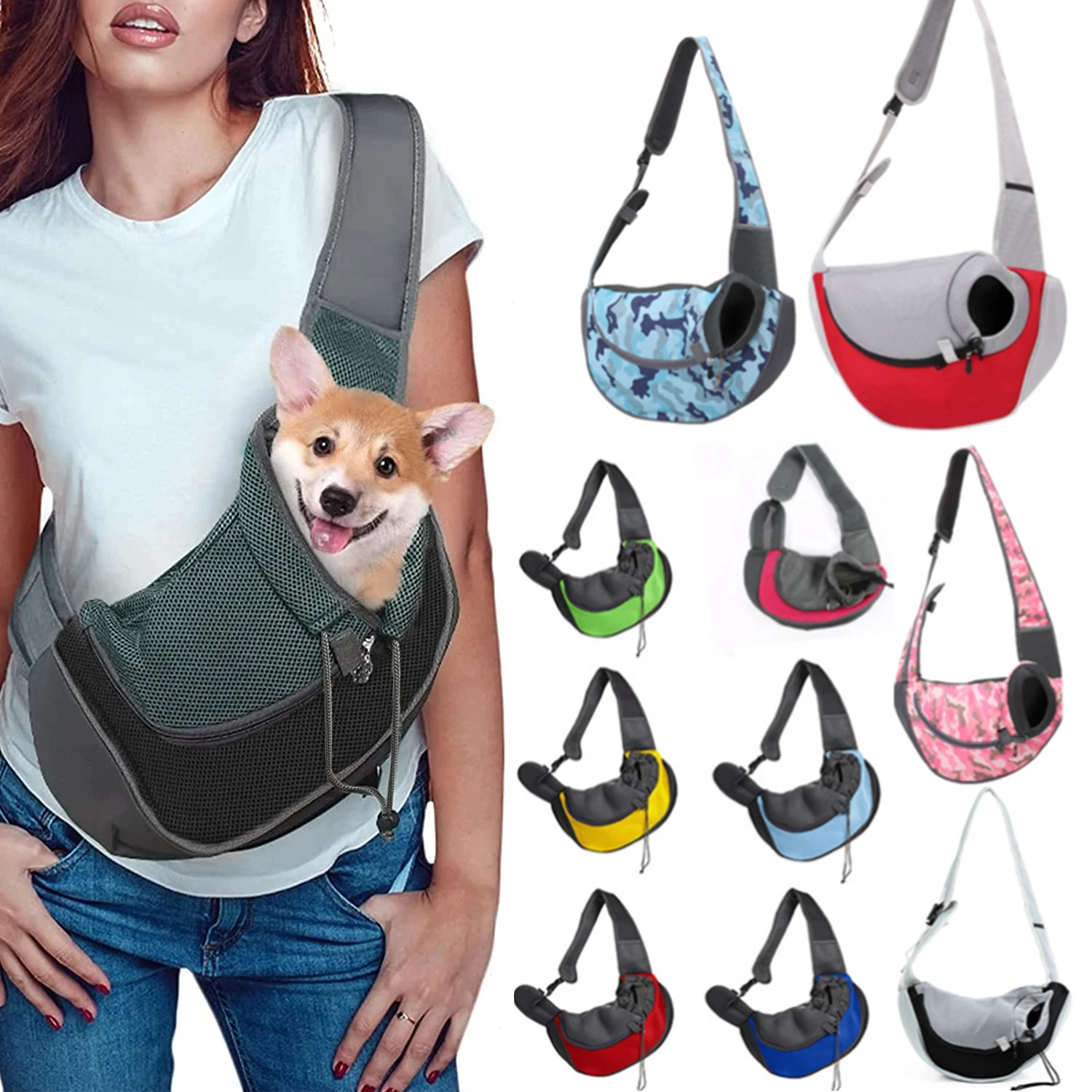 Breathable Pet Dog Carrier Outdoor Travel Handbag Pouch Mesh Oxford Single Shoulder Bag Sling Comfort Travel Tote Shoulder Bag