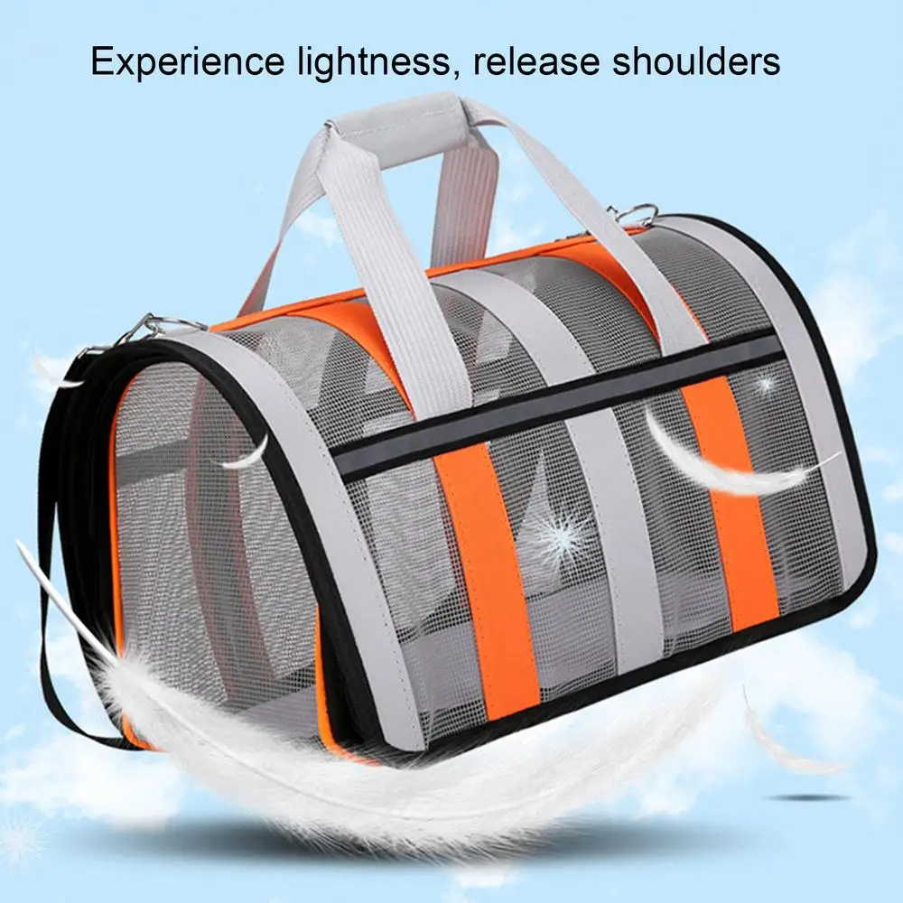 Cat Carrying Bag Pet Dog Foldable Carrier Bag Travel Carrier With Multiple Mesh Panels For Flying Visiting The Vet For Long Time