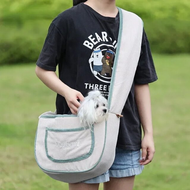 Carrier Bag for Cat and Small Dogs Light Weight Pet Shoulder Bag Washable Corduroy Breathable Travel Bag for Chihuahua Yorkshire - Image 3