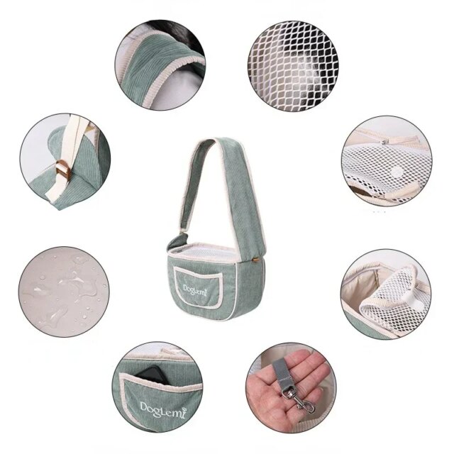 Carrier Bag for Cat and Small Dogs Light Weight Pet Shoulder Bag Washable Corduroy Breathable Travel Bag for Chihuahua Yorkshire - Image 5