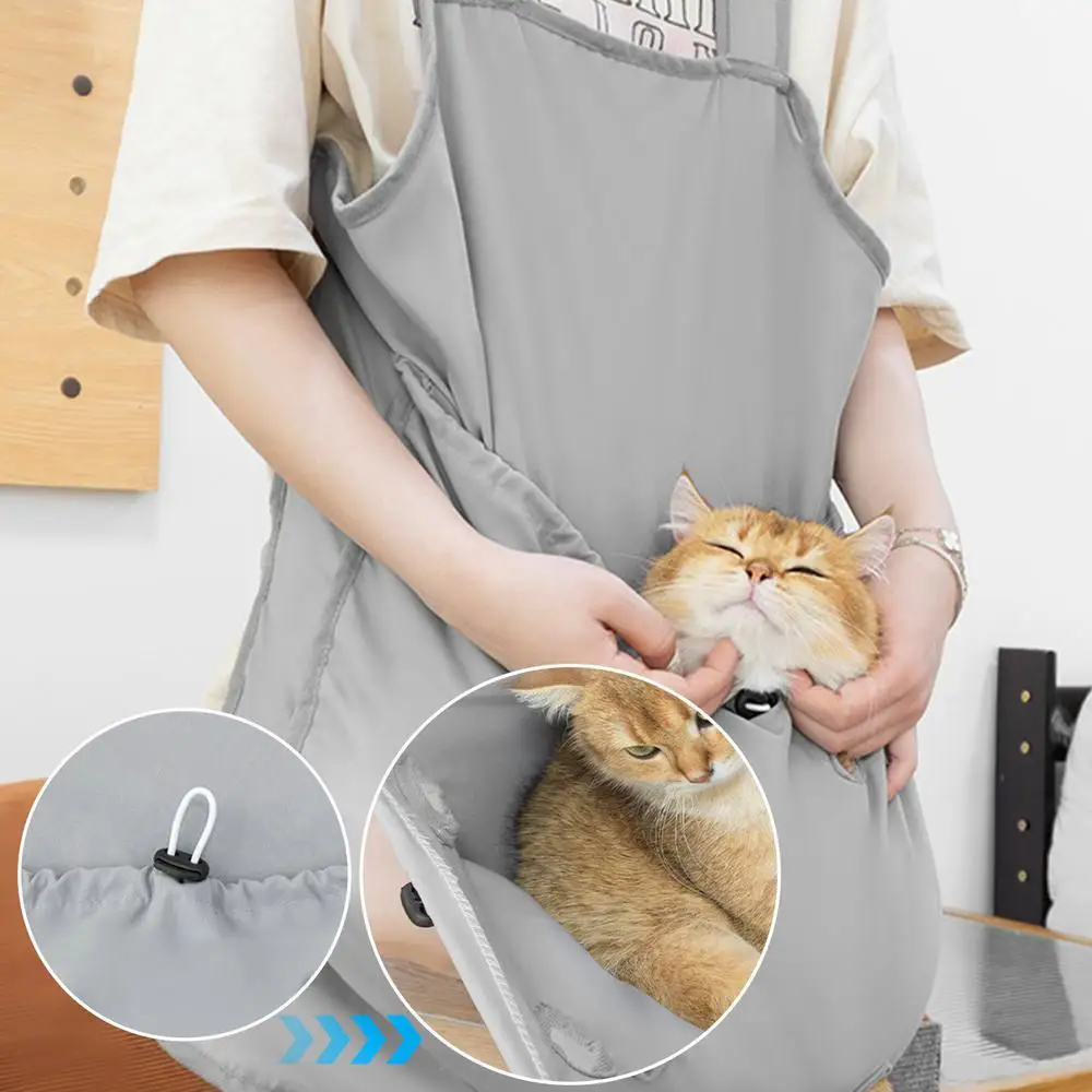 Adjustable Cat Apron Carrier Adjustable Cat Chest Carrier With Holes Soft Front Chest Sling With Drawstring Breathable Cat