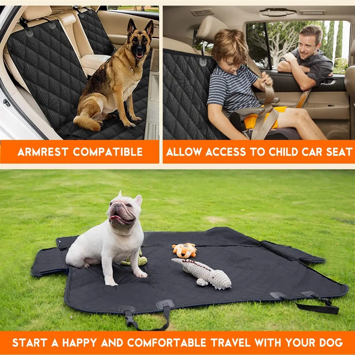 Pet Dog Car Seat Cover Travel Carrier Mattress Foldable Waterproof Non-Slip Seat Protector Mat for Medium Large Safety Carrier