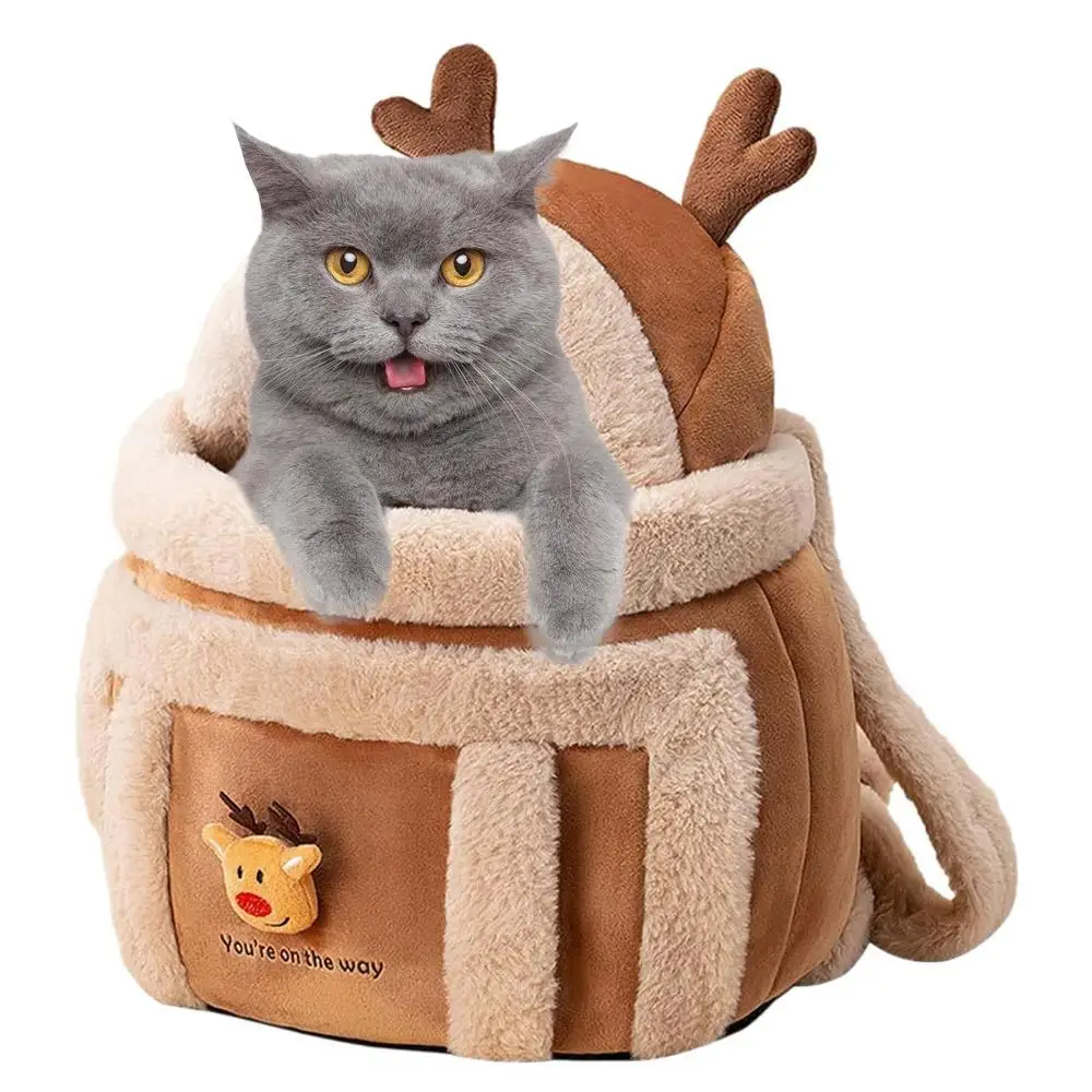 winter Warm Pet Carrier Bag Small Cats Dogs Backpack soft Plush Pets Cage for Outdoor Travel Pet Hanging Chest Bags supplies