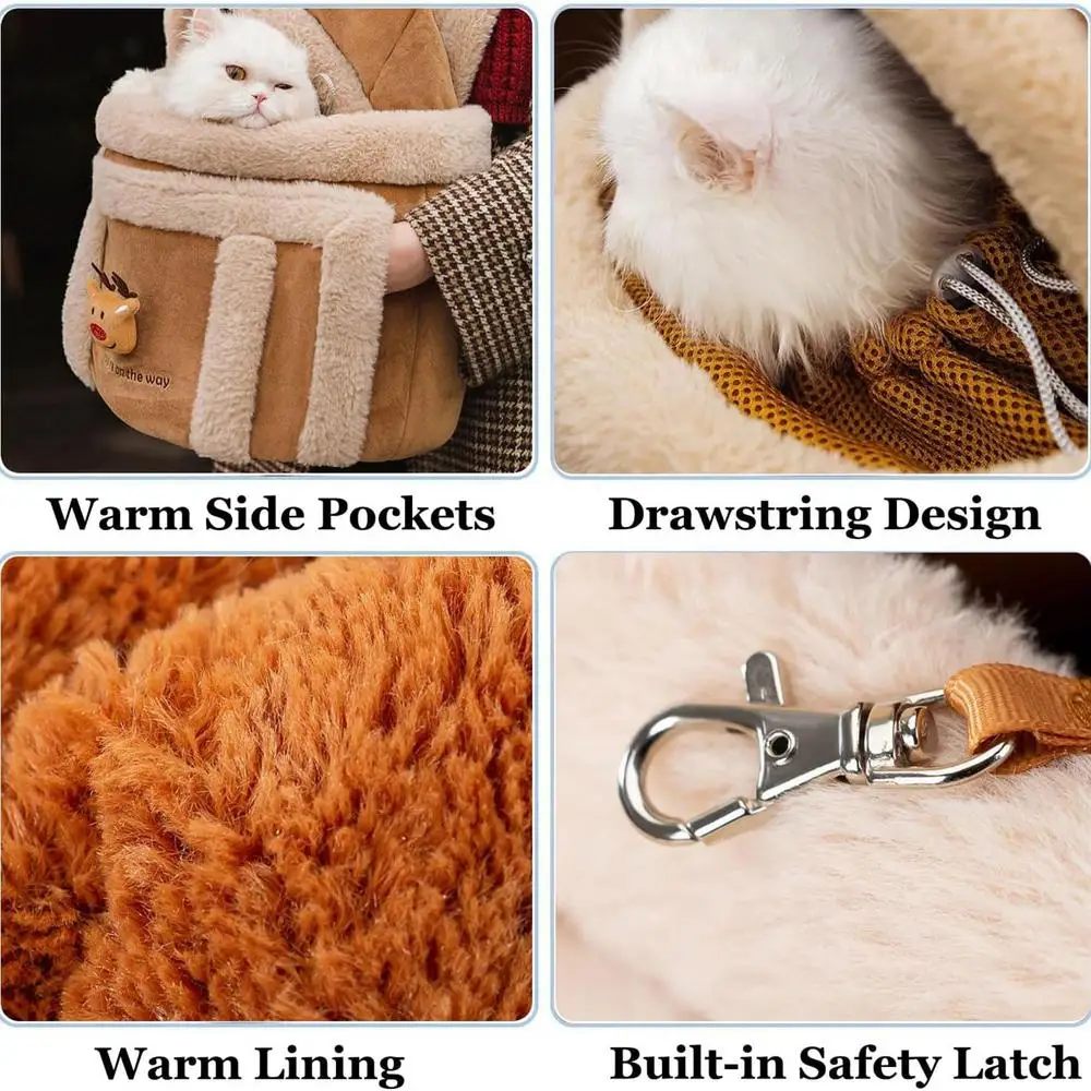 winter Warm Pet Carrier Bag Small Cats Dogs Backpack soft Plush Pets Cage for Outdoor Travel Pet Hanging Chest Bags supplies