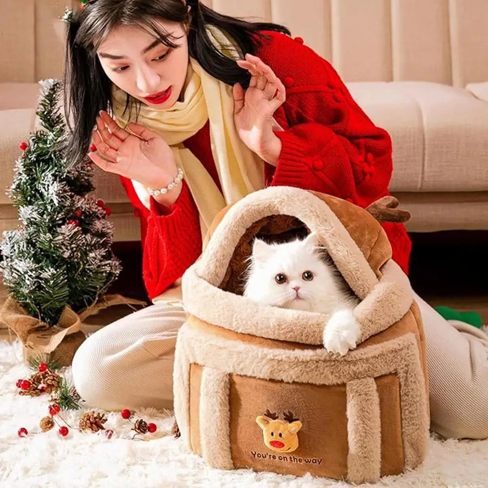 winter Warm Pet Carrier Bag Small Cats Dogs Backpack soft Plush Pets Cage for Outdoor Travel Pet Hanging Chest Bags supplies