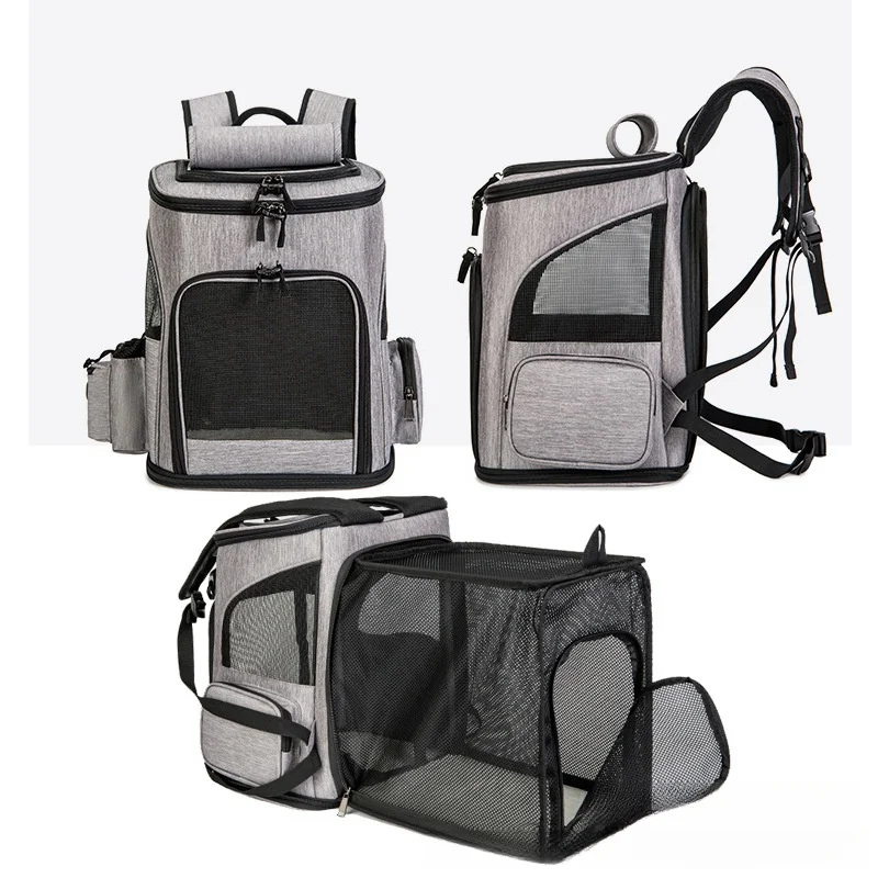 Expandable Pet Backpack Dog Cat Carrier  for Hiking Travel Camping Outdoor Breathable  Backpack