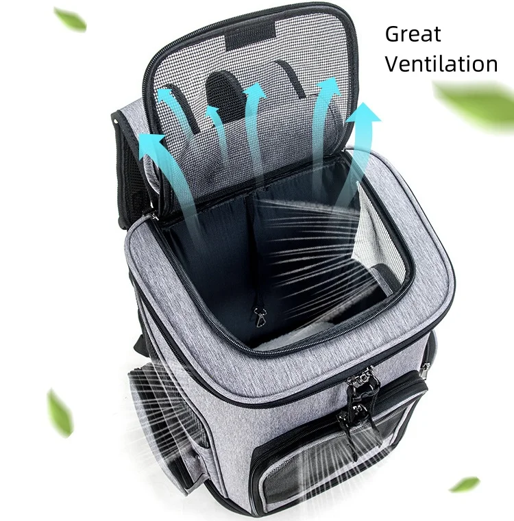 Expandable Pet Backpack Dog Cat Carrier  for Hiking Travel Camping Outdoor Breathable  Backpack