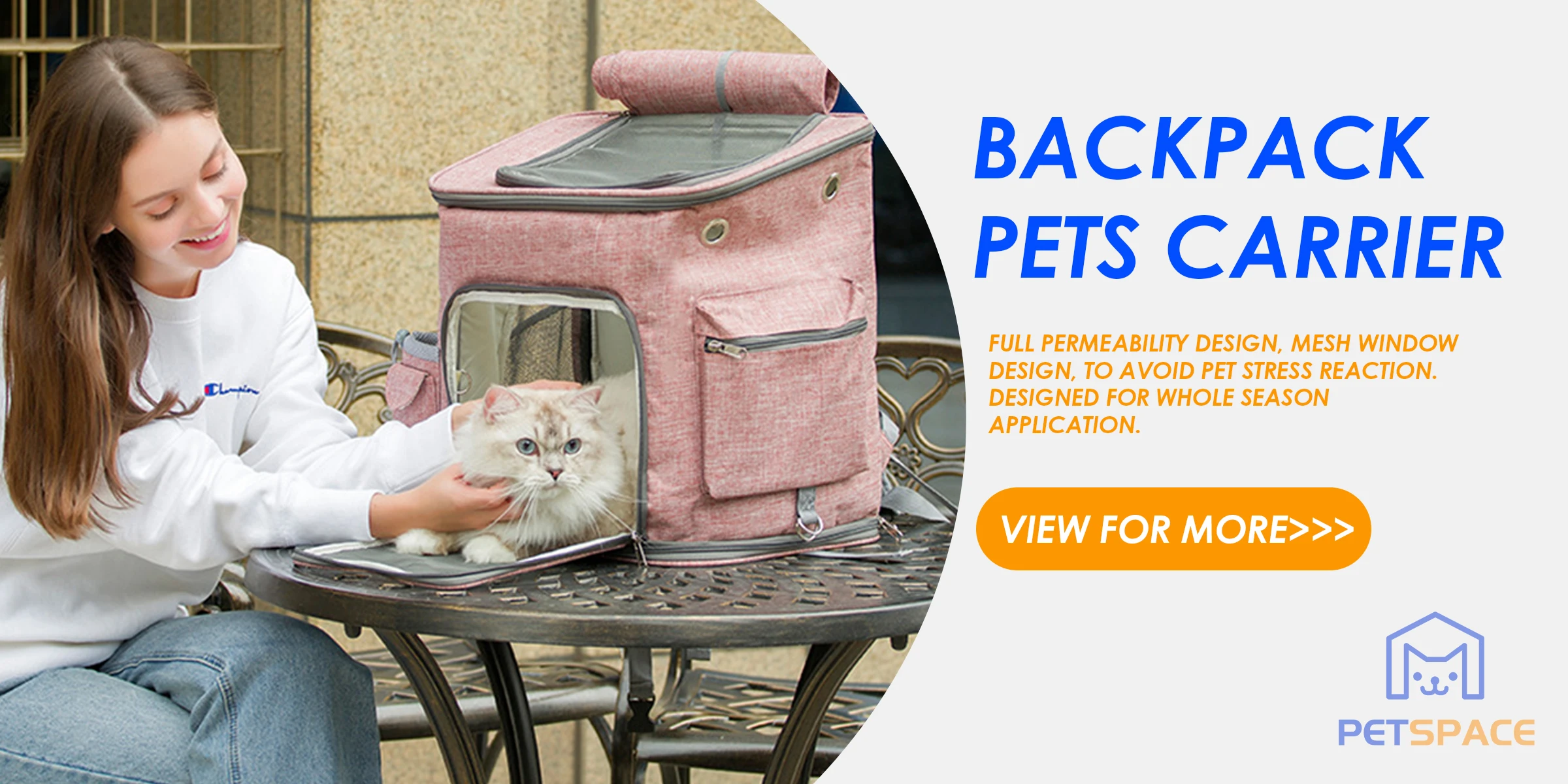 Expandable Pet Backpack Dog Cat Carrier  for Hiking Travel Camping Outdoor Breathable  Backpack