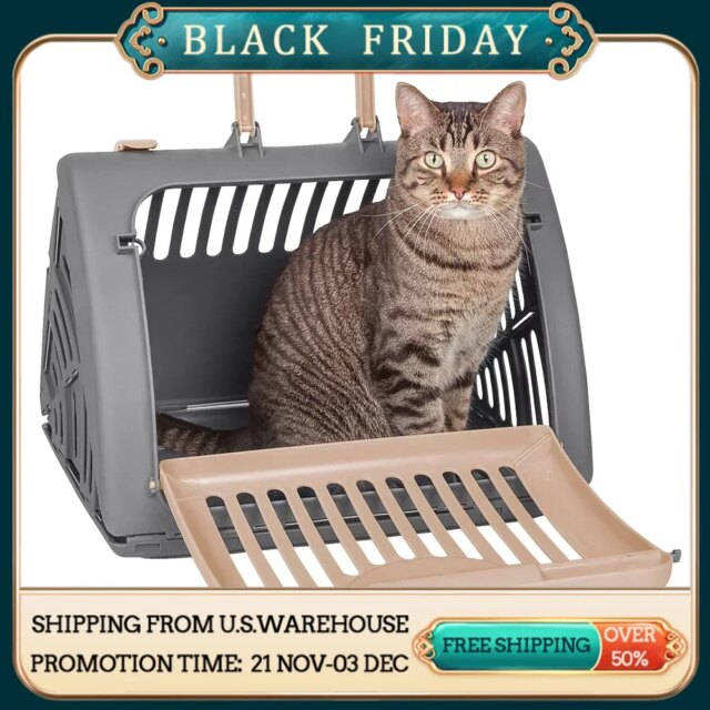 Cage For Cats 5-25 Lb. Suitcase Free Shipping Foldable Plastic Travel Cat Carrier Cats Pet Products Backpack Transport Supplies