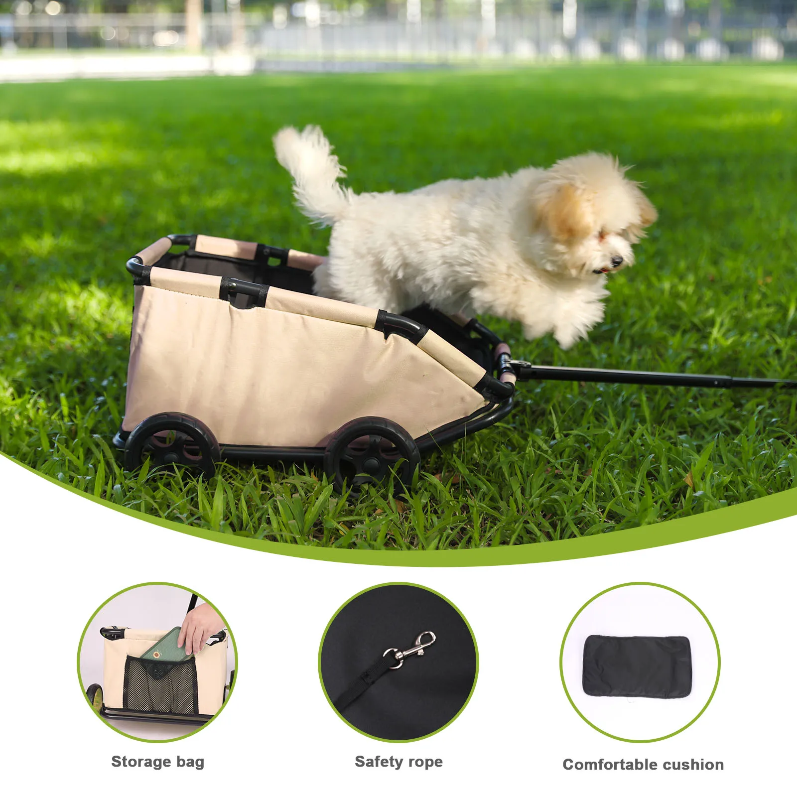 Small Pet Cart 4 Wheels Folding Dog Stroller Lightweight 360° Rotating Trolley Pet Stroller Small Cats Dogs Rolling Cat Carrier