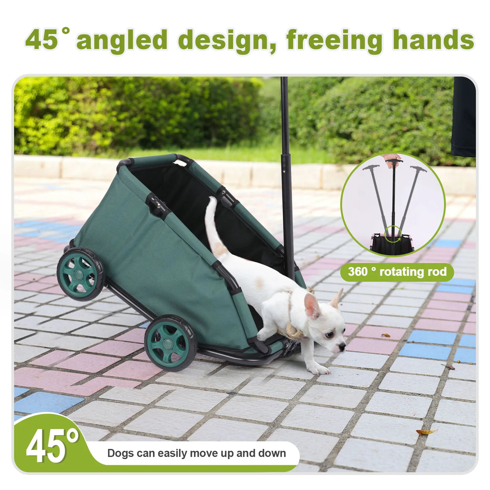 Small Pet Cart 4 Wheels Folding Dog Stroller Lightweight 360° Rotating Trolley Pet Stroller Small Cats Dogs Rolling Cat Carrier