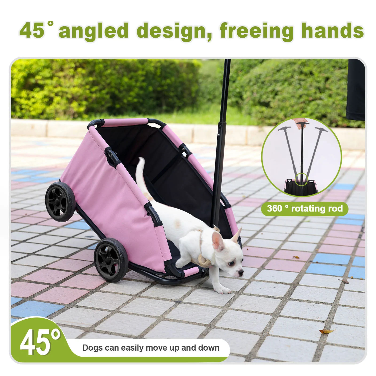 Small Pet Cart 4 Wheels Folding Dog Stroller Lightweight 360° Rotating Trolley Pet Stroller Small Cats Dogs Rolling Cat Carrier