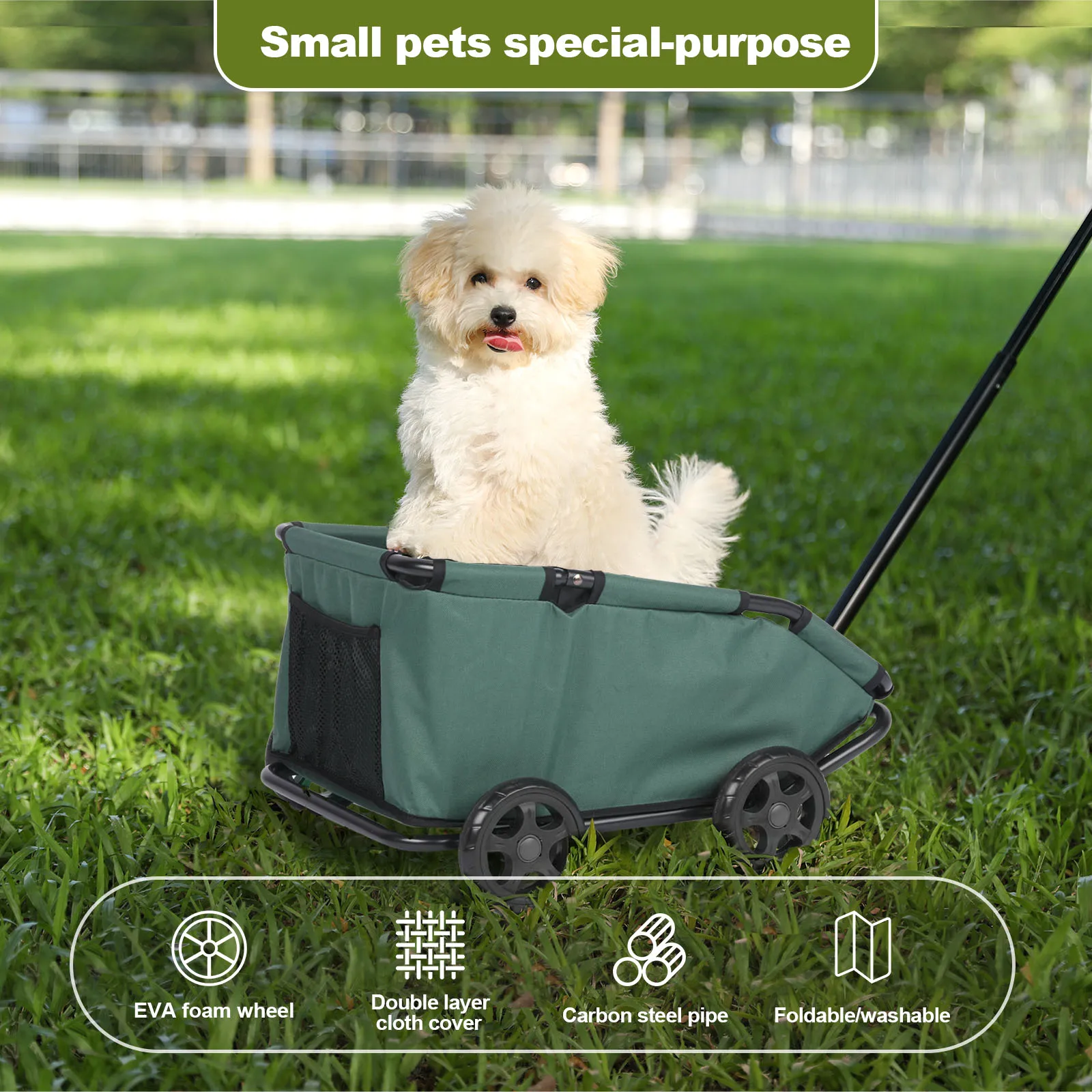 Small Pet Cart 4 Wheels Folding Dog Stroller Lightweight 360° Rotating Trolley Pet Stroller Small Cats Dogs Rolling Cat Carrier