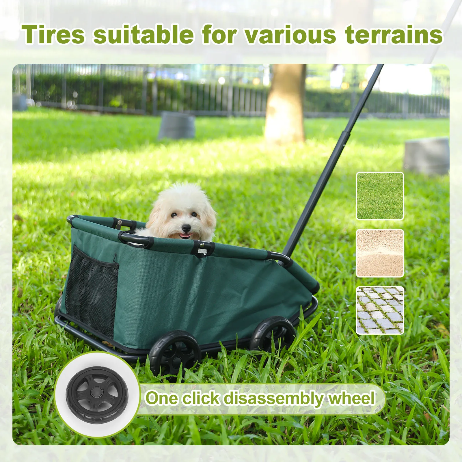 Small Pet Cart 4 Wheels Folding Dog Stroller Lightweight 360° Rotating Trolley Pet Stroller Small Cats Dogs Rolling Cat Carrier