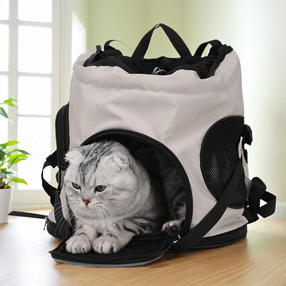 Ventilation Large Capacity Cat Carrier Backpack Adjustable Strap Pet Carrying Bag Portable Cat Backpack for Outdoor Travel