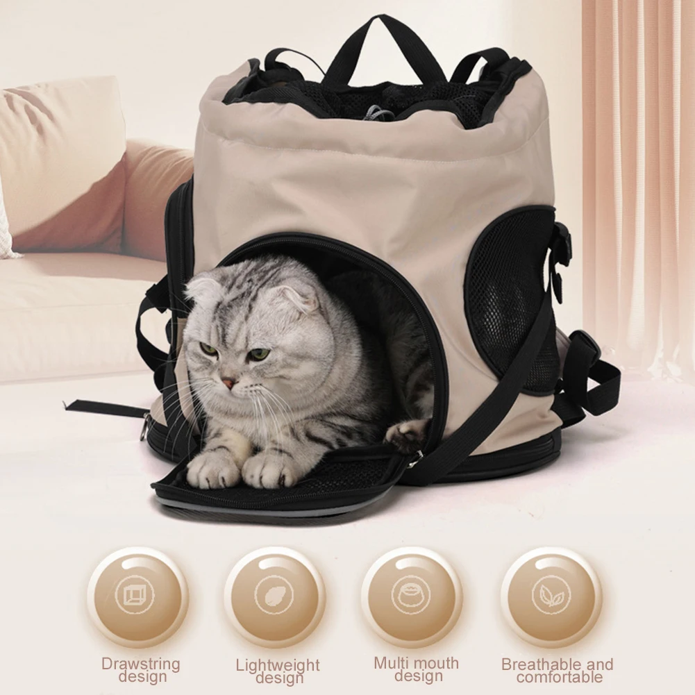 Ventilation Large Capacity Cat Carrier Backpack Adjustable Strap Pet Carrying Bag Portable Cat Backpack for Outdoor Travel