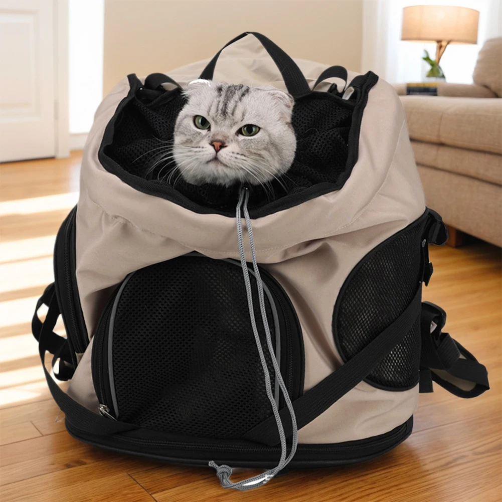 Ventilation Large Capacity Cat Carrier Backpack Adjustable Strap Pet Carrying Bag Portable Cat Backpack for Outdoor Travel