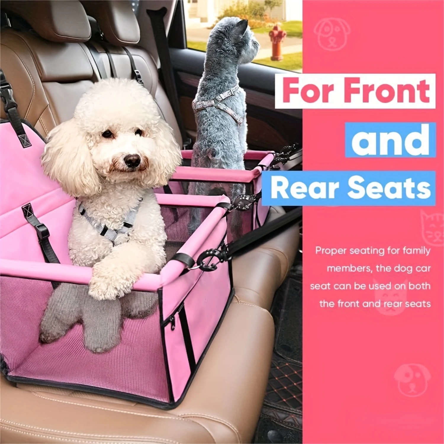 Pet Car Booster Seat For Dog Cat Portable And Breathable Bag With Seat Belt Dog Carrier Safety Stable For Travel Look Out With C