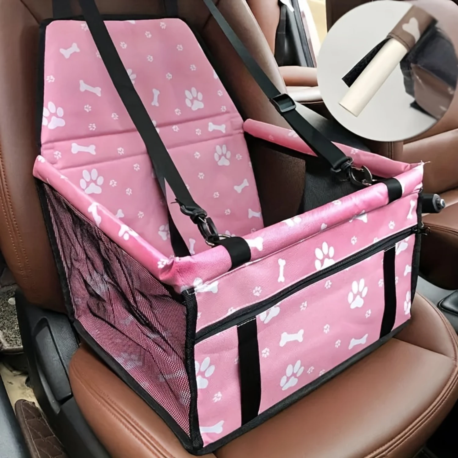 Pet Car Booster Seat For Dog Cat Portable And Breathable Bag With Seat Belt Dog Carrier Safety Stable For Travel Look Out With C