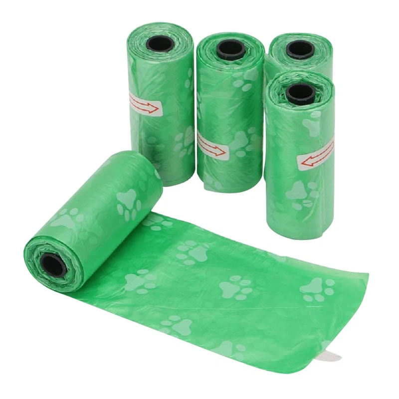 5 Pack/lot Roll Pets Dog Cat Poop Bags Biodegradable Pet Printing Disposable Products For Dogs Litter Poop Bags Housebreaking