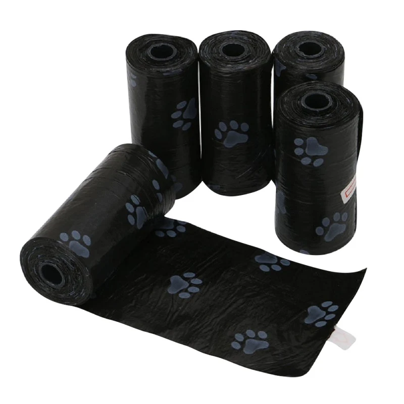 5 Pack/lot Roll Pets Dog Cat Poop Bags Biodegradable Pet Printing Disposable Products For Dogs Litter Poop Bags Housebreaking