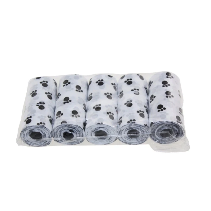 5 Pack/lot Roll Pets Dog Cat Poop Bags Biodegradable Pet Printing Disposable Products For Dogs Litter Poop Bags Housebreaking