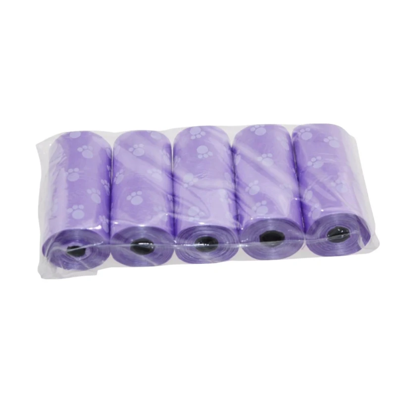 5 Pack/lot Roll Pets Dog Cat Poop Bags Biodegradable Pet Printing Disposable Products For Dogs Litter Poop Bags Housebreaking