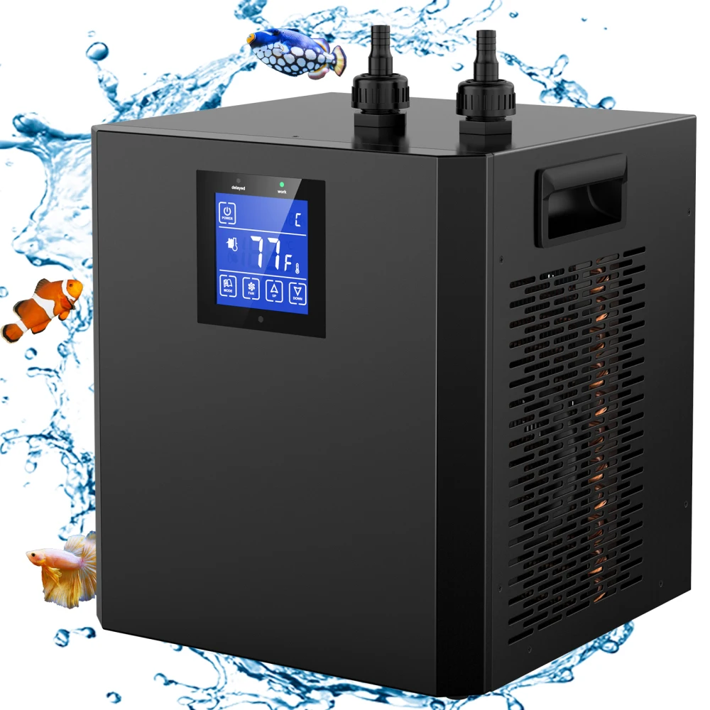 Aquarium Chiller 79Gal 1/3 HP Water Chiller for Hydroponics System Home Use Axolotl Fish Coral Shrimp 110V with Pump and Pipe