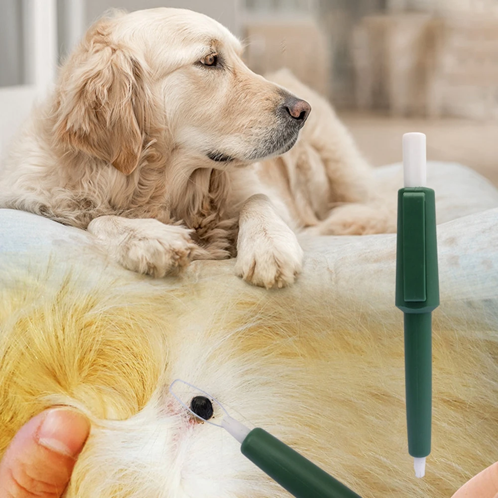 Pet Cat Dog Tick Extractor Clip Remove Lice Fleas Clip Catcher Pen Dark Green Litter Housebreaking