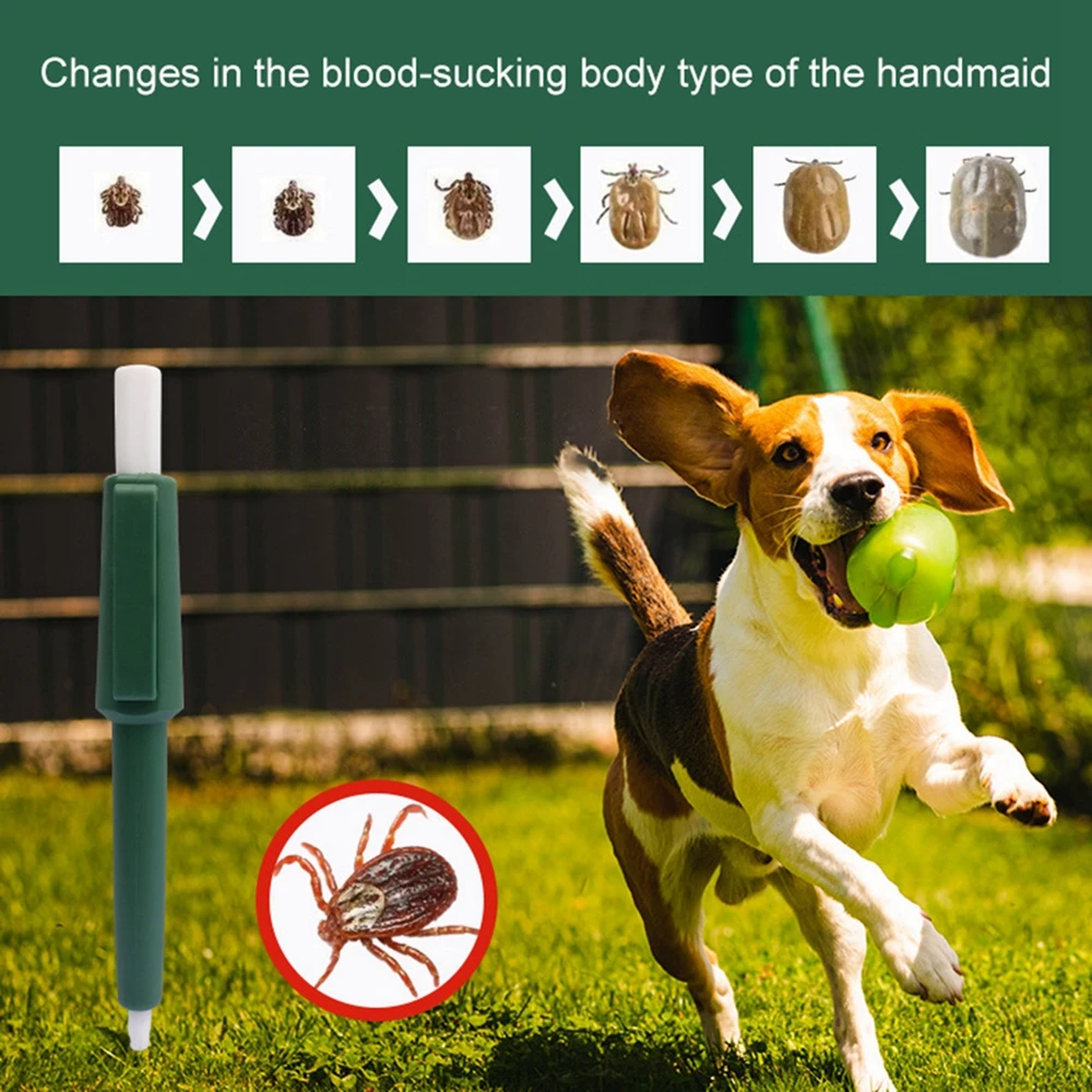 Pet Cat Dog Tick Extractor Clip Remove Lice Fleas Clip Catcher Pen Dark Green Litter Housebreaking