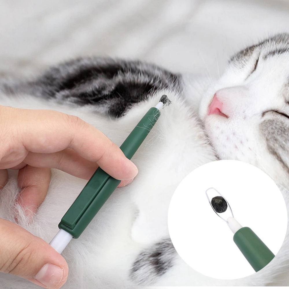 Pet Cat Dog Tick Extractor Clip Remove Lice Fleas Clip Catcher Pen Dark Green Litter Housebreaking