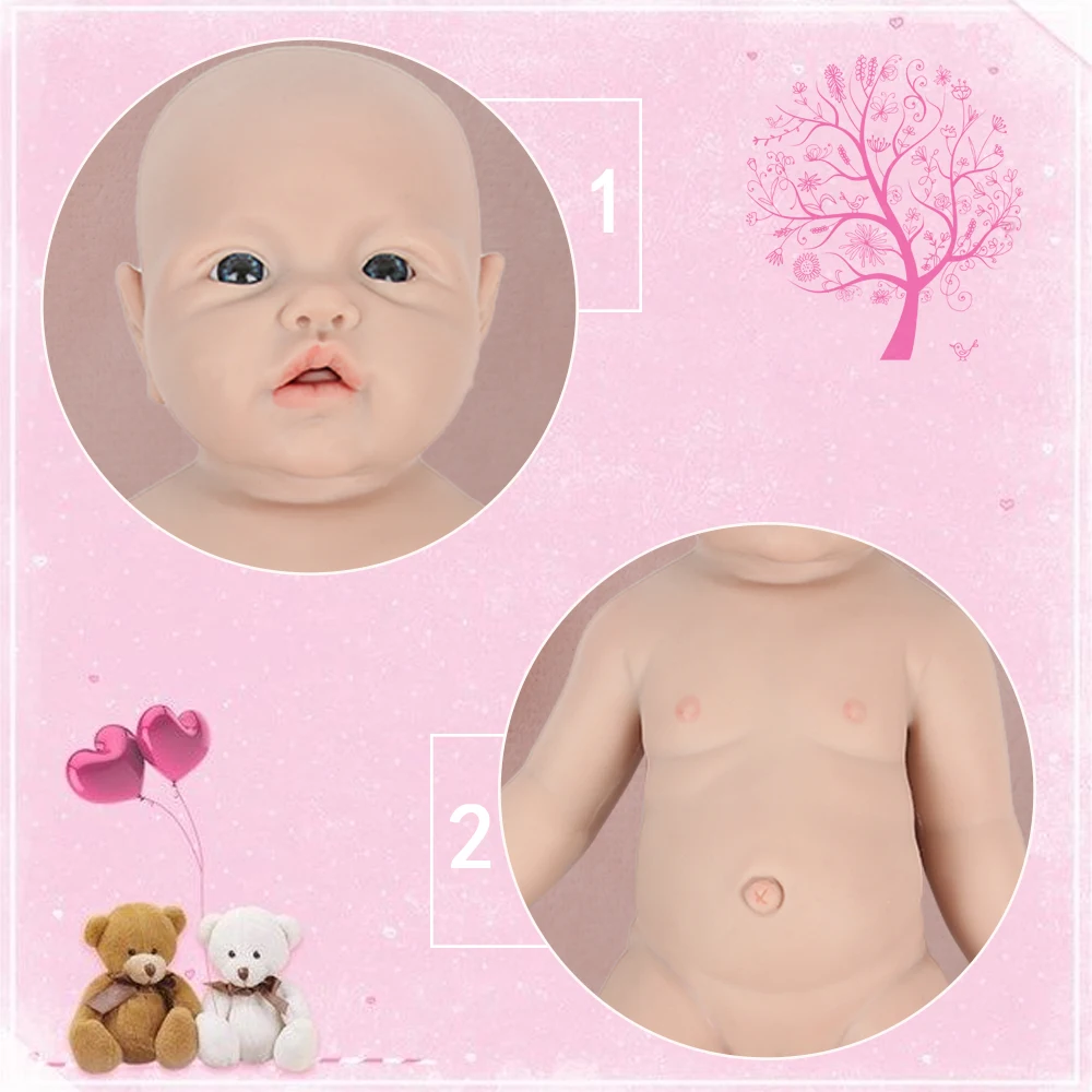 IVITA WB1526 43cm 2692g 100% Full Body Silicone Reborn Baby Doll  Realistic Boy Dolls Unpainted DIY Blank Baby Toys for Children