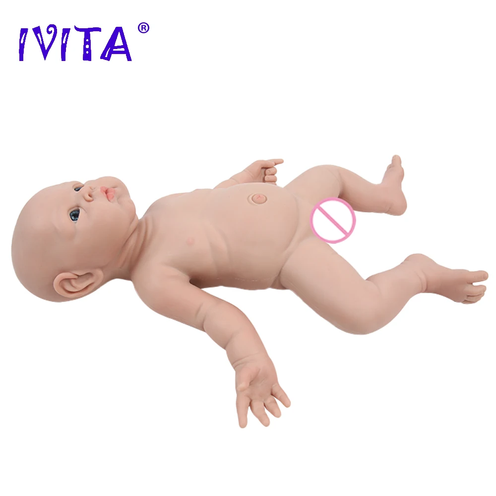 IVITA WG1525 47cm 3.29kg 100% Silicone Reborn Baby Doll Realistic Unpainted Girl Dolls with Eyes Baby DIY Blank Children Toys