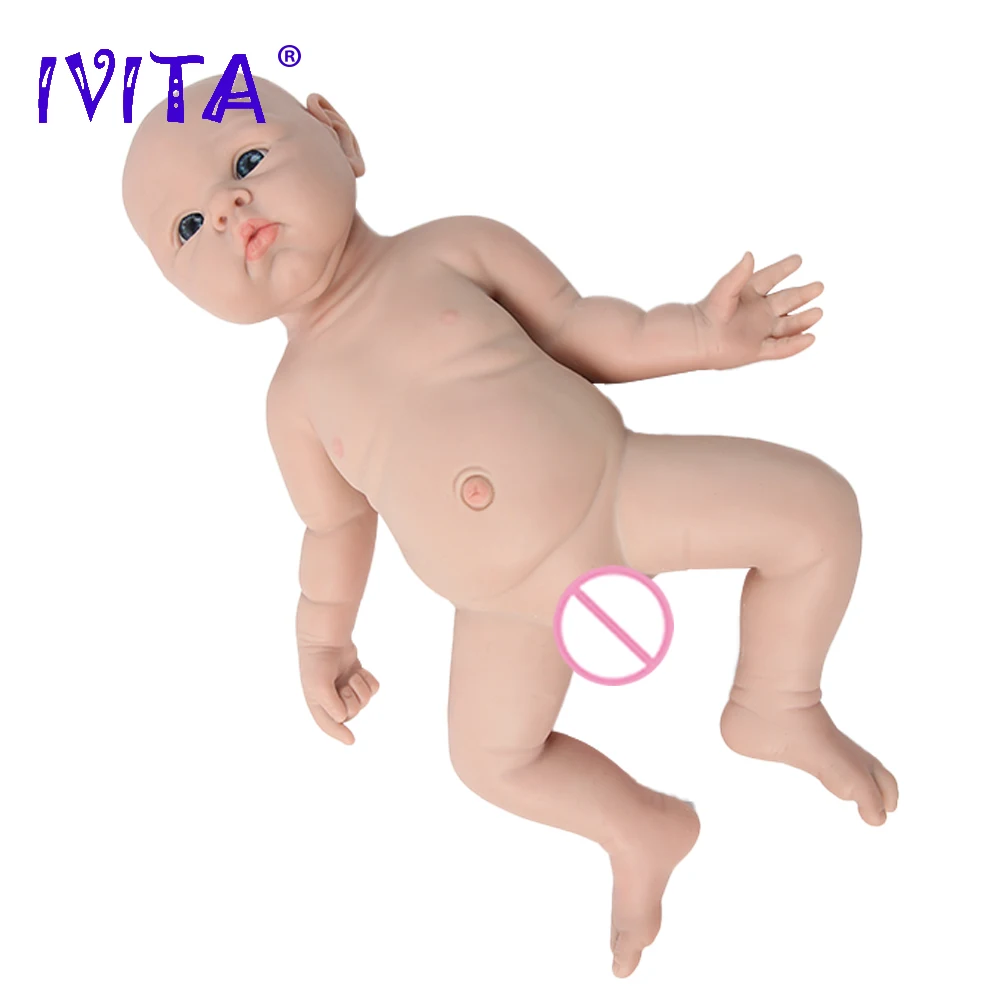 IVITA WG1525 47cm 3.29kg 100% Silicone Reborn Baby Doll Realistic Unpainted Girl Dolls with Eyes Baby DIY Blank Children Toys